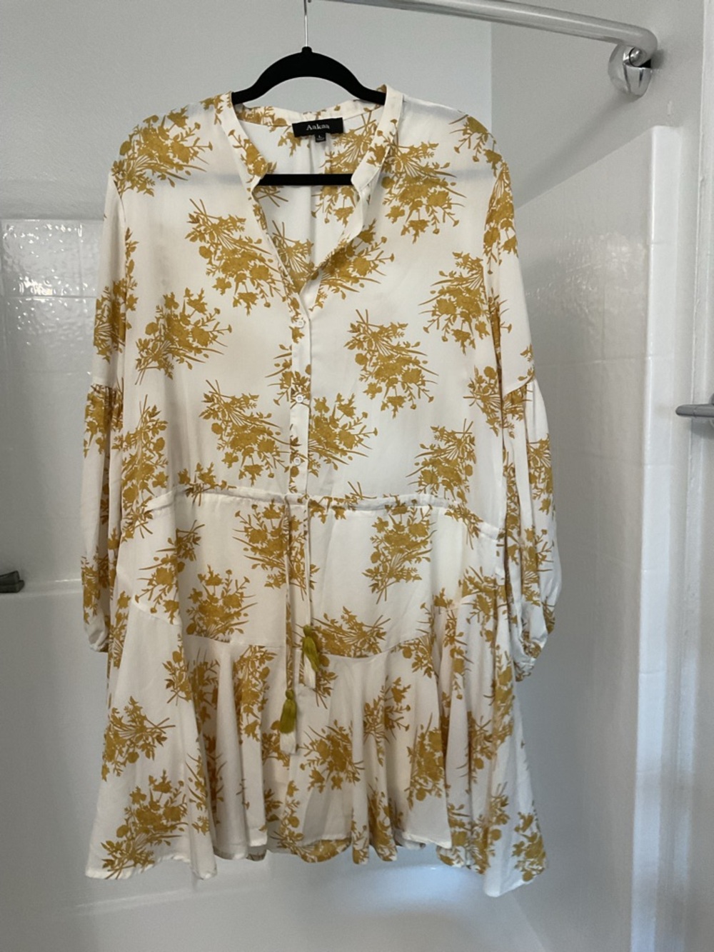 12th Tribe Aakaa Cream Dress with Mustard Floral Print